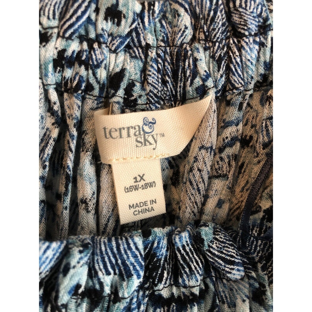 Terra & Sky Womens Tunic Top 1X 3/4 Sleeve Blue Depths Butterfly Boho Cottage - Picture 6 of 12